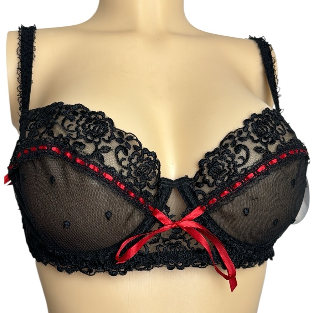 Jezebel Black and Red Lace Underwire Bra
